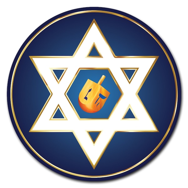 Star Of David Circle Vinyl Laminated Decal